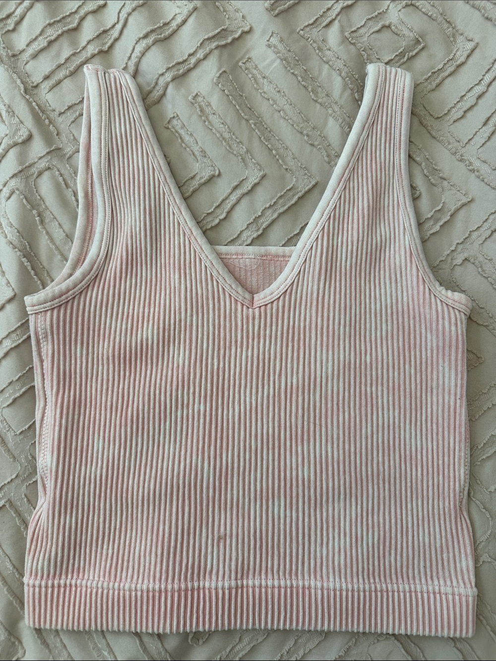 Women's Pink Ribbed V-Neck Tank Top